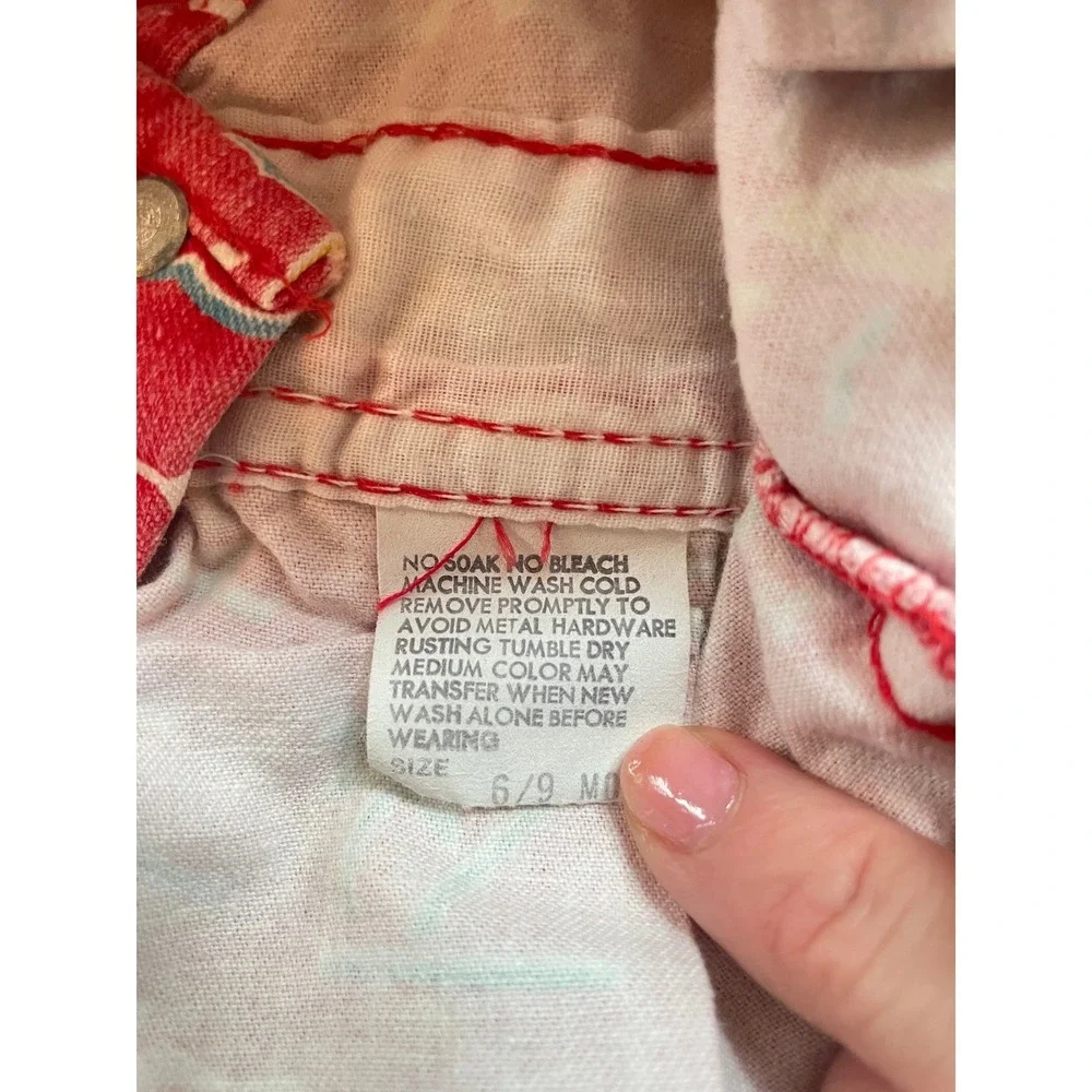 Vintage OshKosh Bgosh Red Nautical Palm Tree Sailboat Overalls 6-9 Months‎ USA